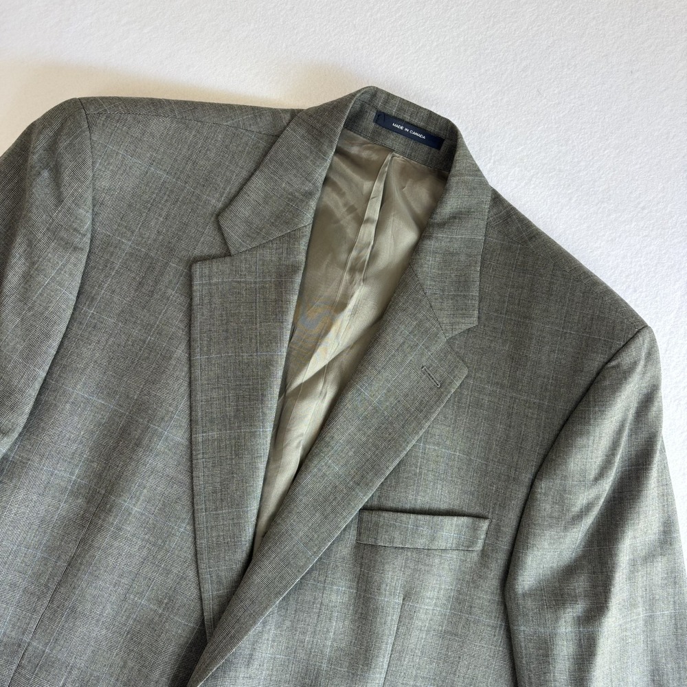 Lauren Ralph Lauren Wool Cashmere 2 Button Blazer Grey Glen Plaid Sport Coat 46R